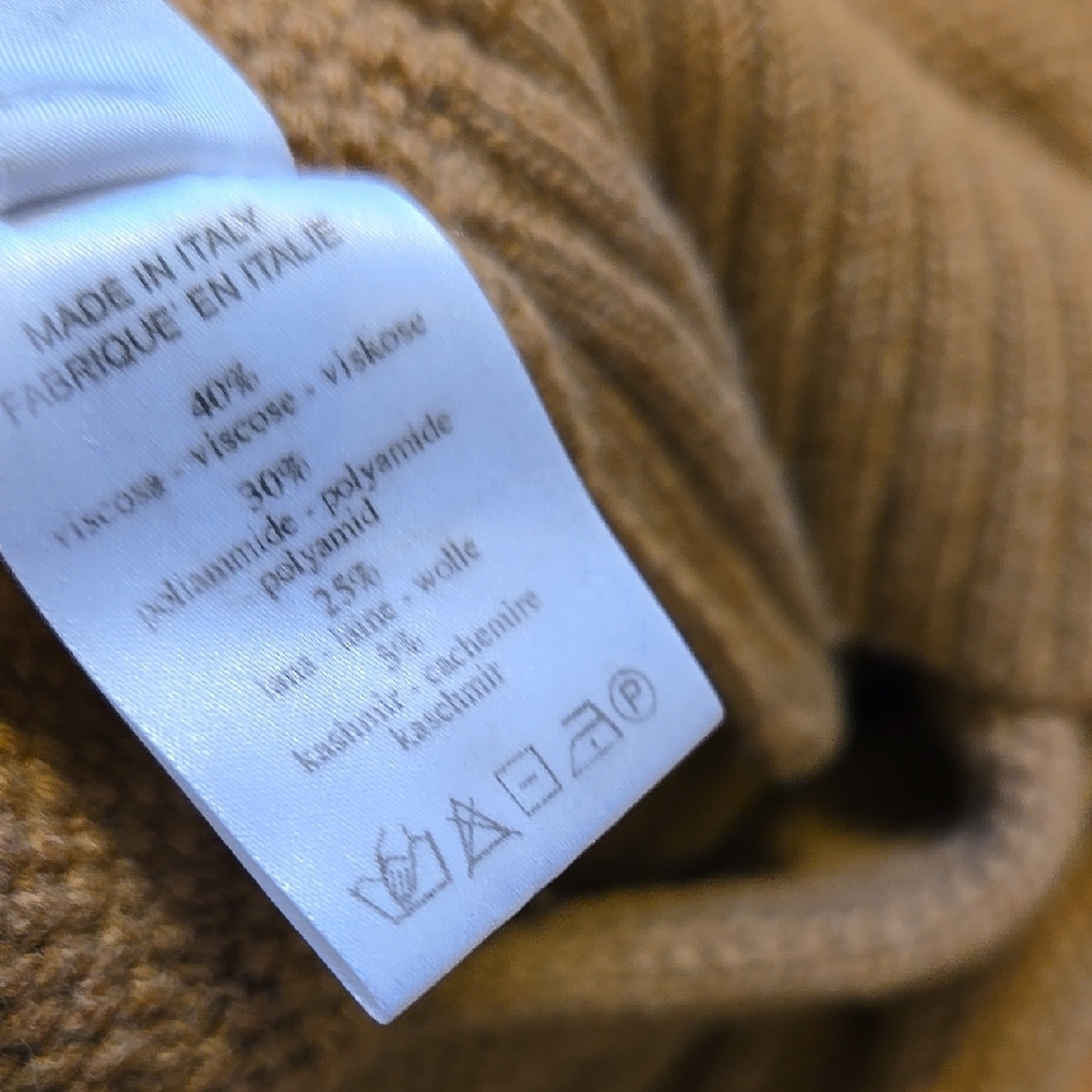 Ottod'Ame Camel Wool Cashmere Blend Ruffle Detail Bohemian Knit Sweater Size 6 - Picture 3 of 13